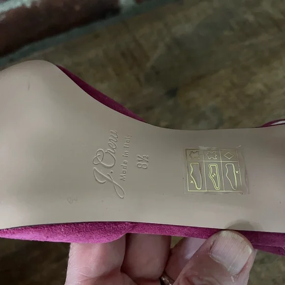 J.Crew kitty heel suede sling back Coulette pumps size 8 1/2 fresh berry nwt - Picture 4 of 5